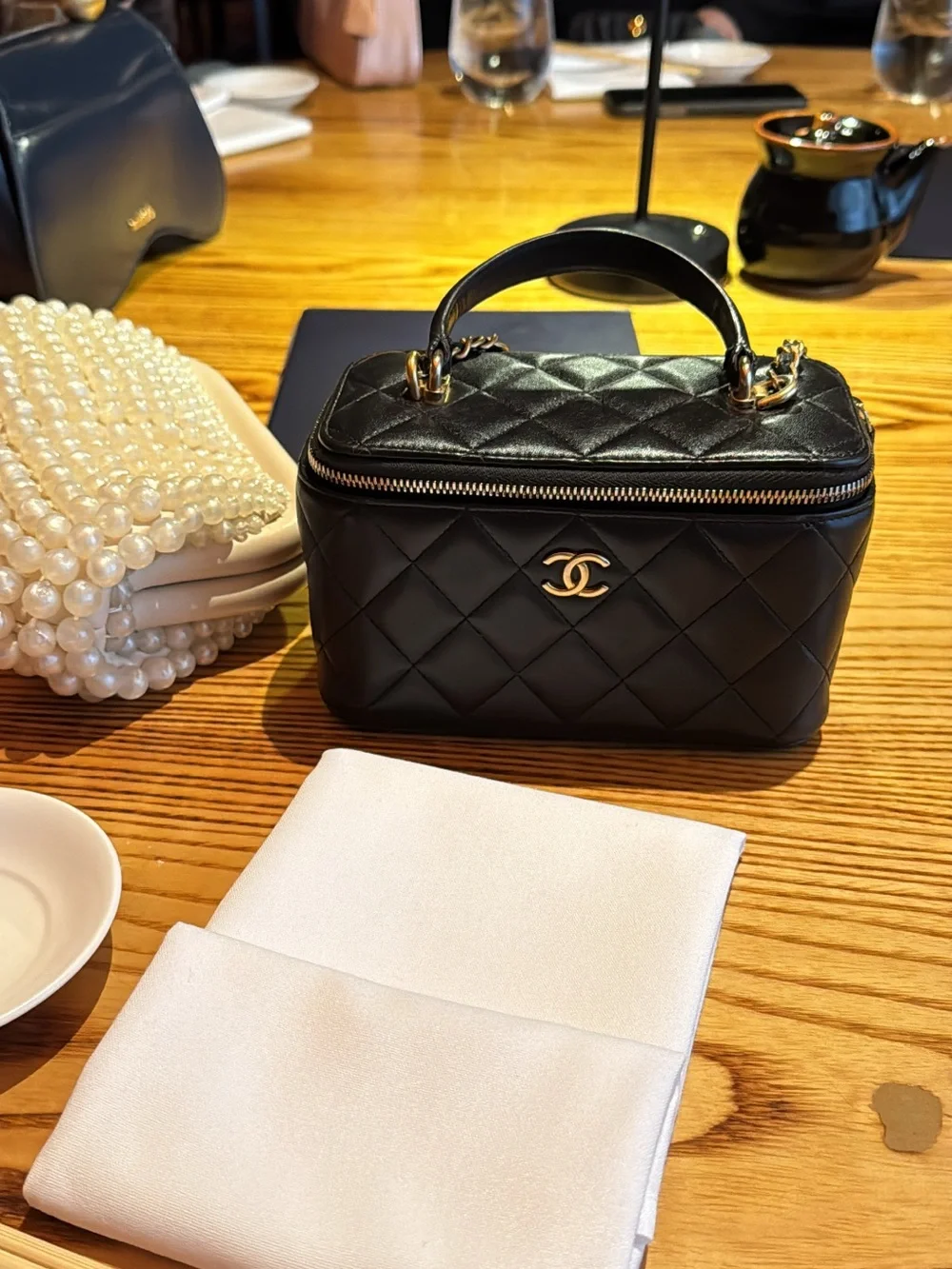 Chanel Quilted Leather Vanity Bag with top handle